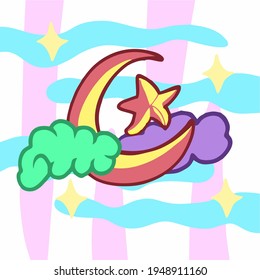 Ramadan icon aesthetic vibes vector  