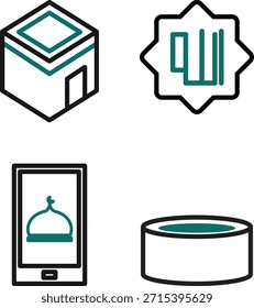 Colección de íconos del Ramadán con oración, fe y unidad