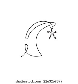 Ramadan-Symbol. Kontinuierliche Zeichnung eines Sterns und eines auf Halbmond aufstellbaren Logos. Vektorgrafik von Stern und Halbmond für Symbol, Symbol Logo ramadan, eid, hajj, umrah. 
Ramadan-Linienvektor.