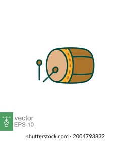 Ramadan icon filled outline Bedug, drum, eid, fasting, islam, muslim, ramadan kareem mosque drum Bedug for ramadan iftar. Eid al fitr, moslem. Vector illustration design on white background. EPS 10