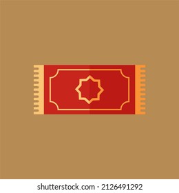 ramadan icon. flat icon. prayer rug with red color and octagon drawing
