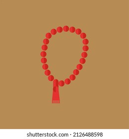 ramadan icon. flat icon. red prayer beads are used for prayer