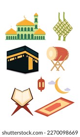 Ramadan icon illustration, celebration muslim theme with mosque.