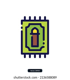 Ramadan icon. Ramadan, Islamic holiday symbols collection Icon. Islamic icons, Muslim day signs icon isolated on white background. Quran Book, Traditional Lanterns. eps 10.