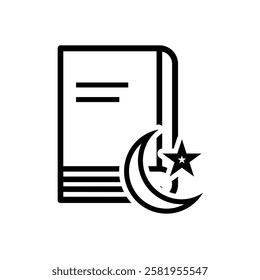 Ramadan icon. Islamic holy book vector. reading the Koran, reciting the Koran, recitations, studying. activities in the holy month of Ramadan. Line design style