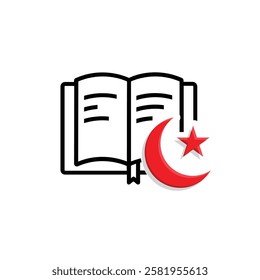 Ramadan icon. Islamic holy book vector. reading the Koran, reciting the Koran, recitations, studying. activities in the holy month of Ramadan. Mixed design style