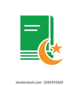 Ramadan icon. Islamic holy book vector. reading the Koran, reciting the Koran, recitations, studying. activities in the holy month of Ramadan. Solid design style