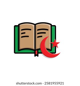 Ramadan icon. Islamic holy book vector. reading the Koran, reciting the Koran, recitations, studying. activities in the holy month of Ramadan. simple 3d design style