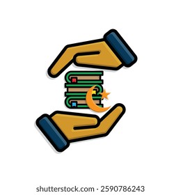 Ramadan icon. Islamic holy book vector in hand. reading, reciting, recitations, studying. activities in the holy month of Ramadan. simple 3d design style