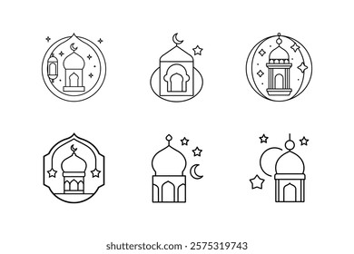 ramadan icon line art vector illustration