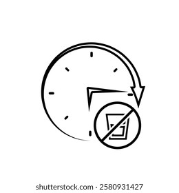 Ramadan icon. no eating clock vector on white background. not eating or drinking. event, fasting time, time, fasting. Line design style