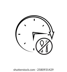 Ramadan icon. no eating clock vector on white background. not eating or drinking. event, fasting time, time, fasting. Line design style
