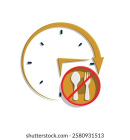 Ramadan icon. no eating clock vector on white background. not eating or drinking. event, fasting time, time, fasting. simple 3d design style