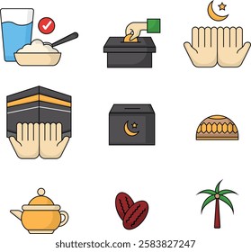ramadan icon pack illustration design with many variation