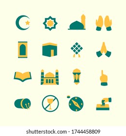 ramadan icon set collection package with various shape and dual tone style vector illustration