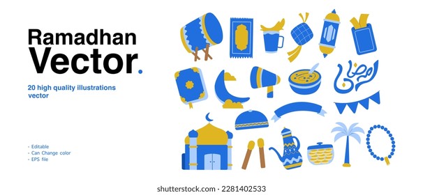 Ramadan icon set illustration for your design