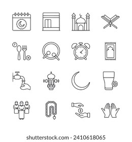 Ramadan icon set isolated on white