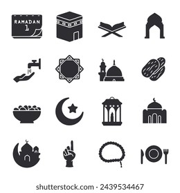 Ramadan Icon Set isoliert auf weiß