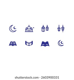 Ramadan icon set isolated on white