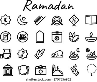 Icono de Ramadán puesto en blanco y negro con estilo de arte lineal