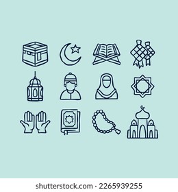 Estilo de esquema de conjunto de iconos de Ramadán