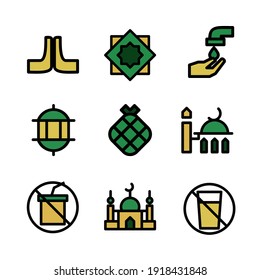 Ramadan icon set pixel perfect icon vector minimalist with add folder solid color. suitable for UI UX, print template, Web design and other