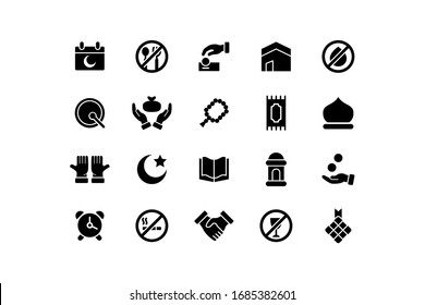 Ramadan icon set vector glyph style