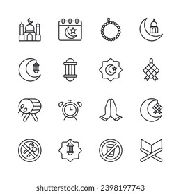 Ramadan icon set vector illustration
