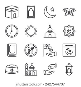 Ramadan icon set vector illustration