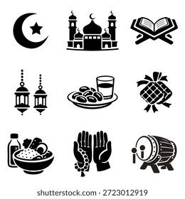 Ícone do Ramadã define ilustração vetorial