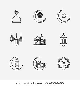 Ramadan icon set for web design