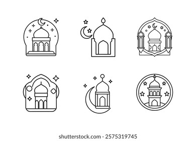 ramadan icon vector line art illustration