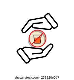 Ramadan icon. vector prohibited from eating and drinking in hand. event, fasting time, time, fasting. Mixed design style