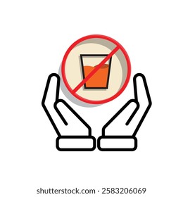 Ramadan icon. vector prohibited from eating and drinking in hand. event, fasting time, time, fasting. Mixed design style