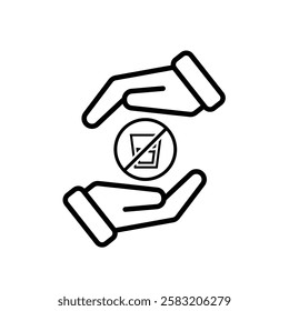 Ramadan icon. vector prohibited from eating and drinking in hand. event, fasting time, time, fasting. Line design style