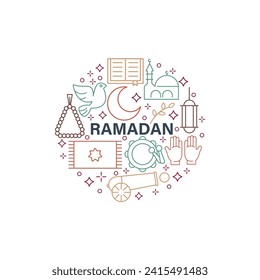 Diseño del vector de fondo de forma de círculo de iconos de Ramadán.
