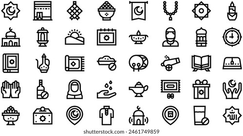 Ramadan Icons collection is a vector illustration with editable stroke.