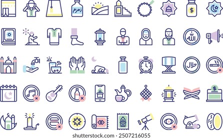 Ramadan icons collection is a vector illustration with editable stroke.