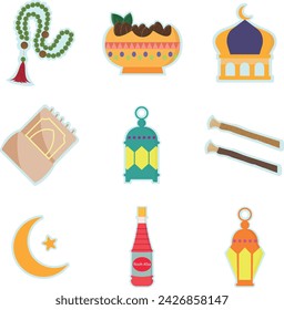 Ramadan Icons Flat Illustration Vector
