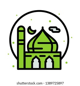 Ramadan icons. Muslim islam prayer and ramadan kareem thin line icons set. Modern flat style symbols isolated on white for infographics or web use. 