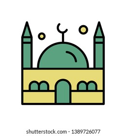 Ramadan icons. Muslim islam prayer and ramadan kareem thin line icons set. Modern flat style symbols isolated on white for infographics or web use. 