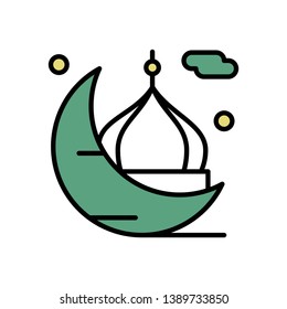Ramadan icons. Muslim islam prayer and ramadan kareem thin line icons set. Modern flat style symbols isolated on white for infographics or web use. 