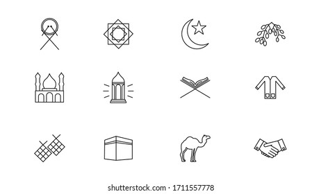 Rmadan-Symbole auf weißem Hintergrund.Vektorillustration