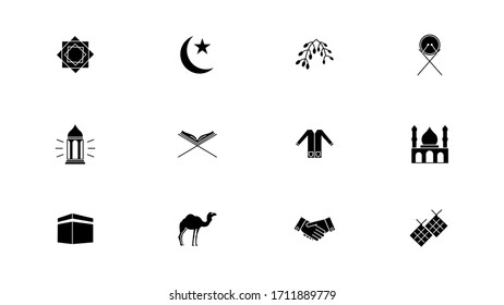 ramadan icons on white background.vector illustration