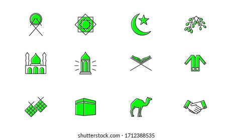 iconos ramadan en fondo blanco.ilustración vectorial