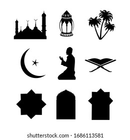 Ramadan Icons pack vector, ramadan kareem icons, vector illustration.