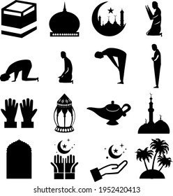 Ramadan Icons pack vector, ramadan kareem icons, vector illustration.