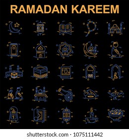 Ramadan icons set vector 
