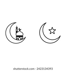 Ramadan icons.Vector line icon for eid ul fitr and eid ul adha. Muslim islamic feast.
