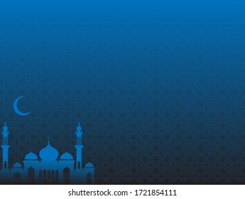 Ramadan And Ied Mubarak Blue Background.